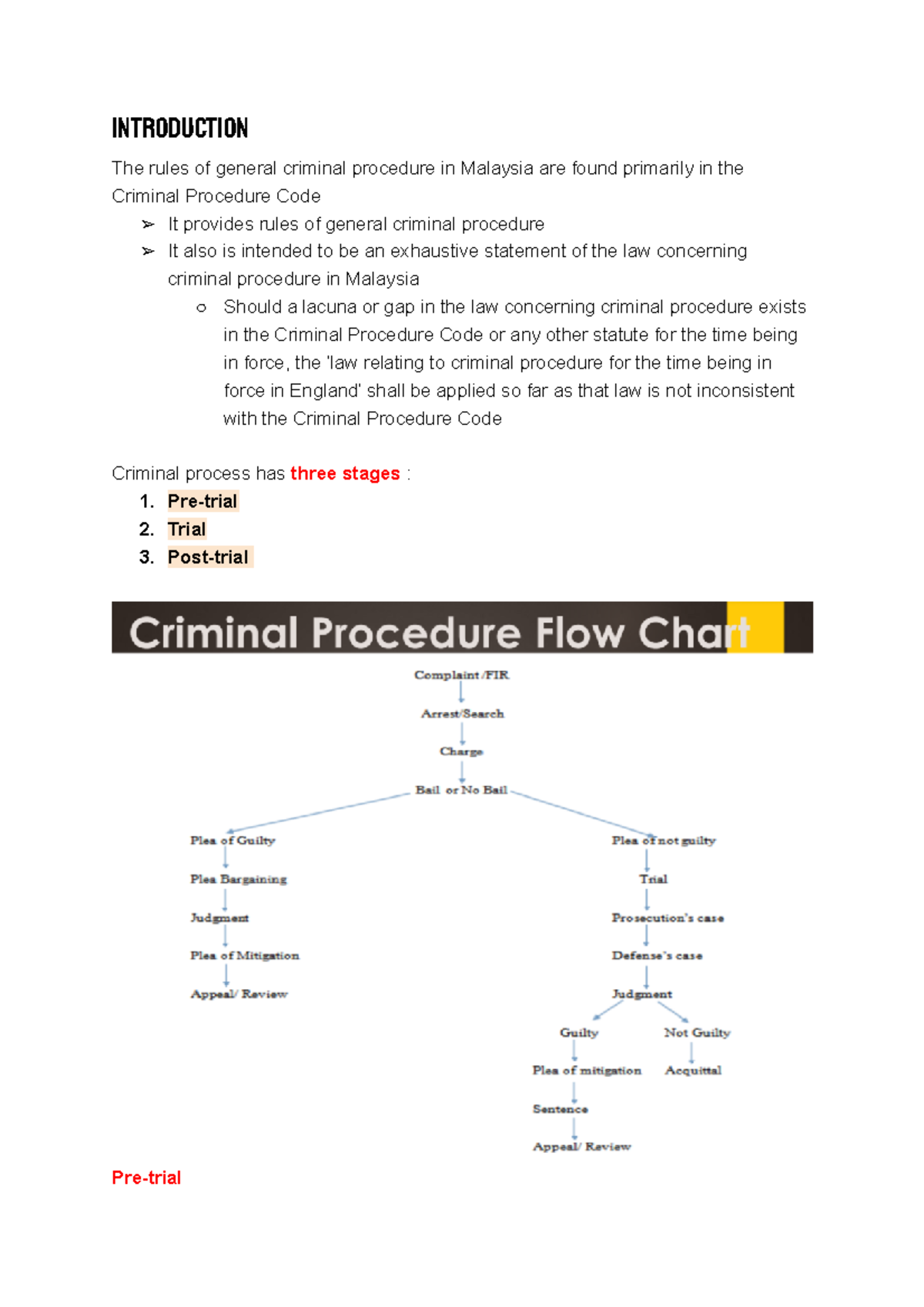 Chapter 8 Criminal Process - Introduction The rules of general criminal ...