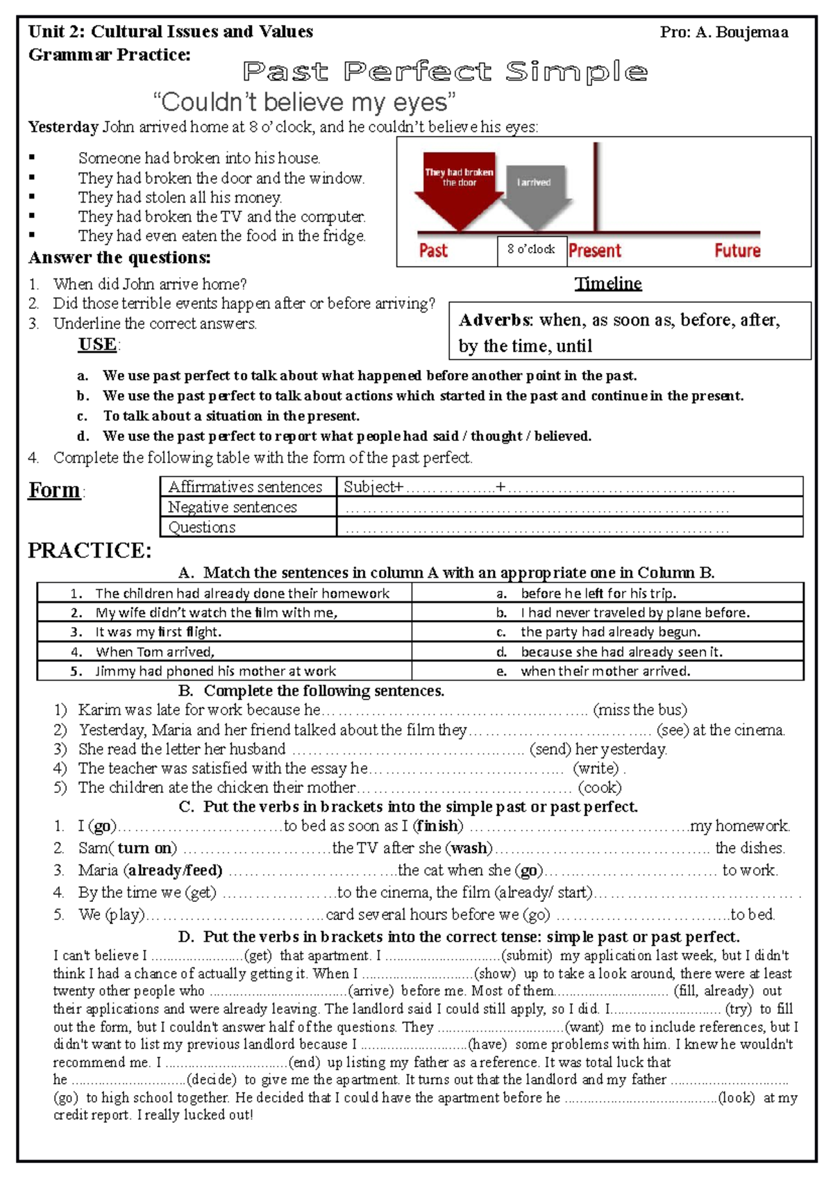 Downloadfile-106 - Past Perfect Made Easy For You - Unit 2: Cultural ...