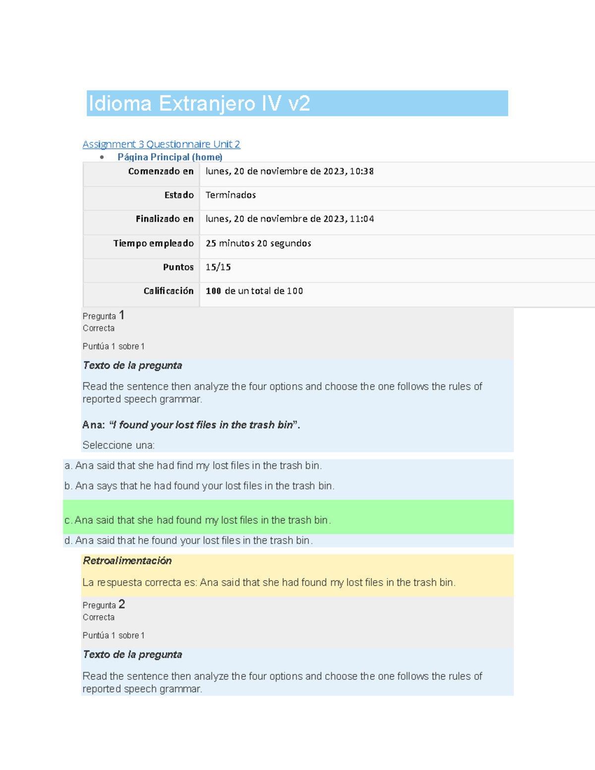 assignment 3 questionnaire unit 2 idioma extranjero iv uveg