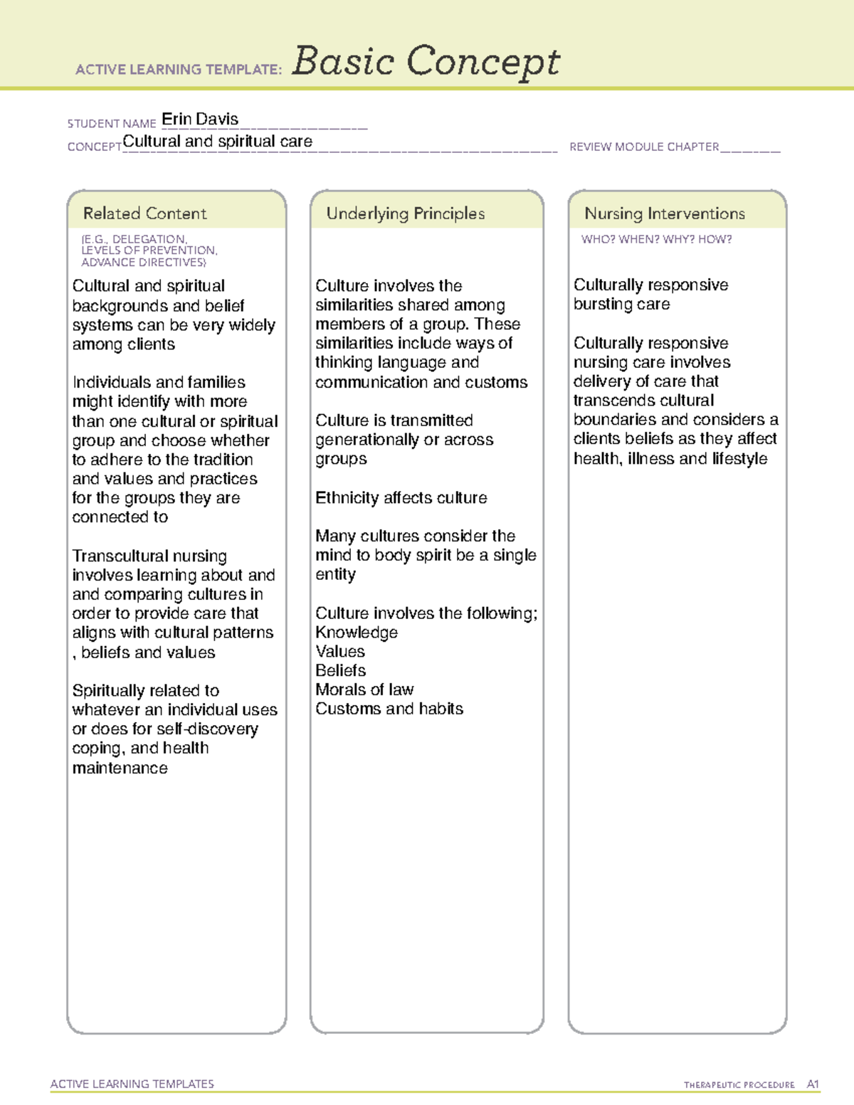 Culture - Cultural beliefs - ACTIVE LEARNING TEMPLATES THERAPEUTIC ...