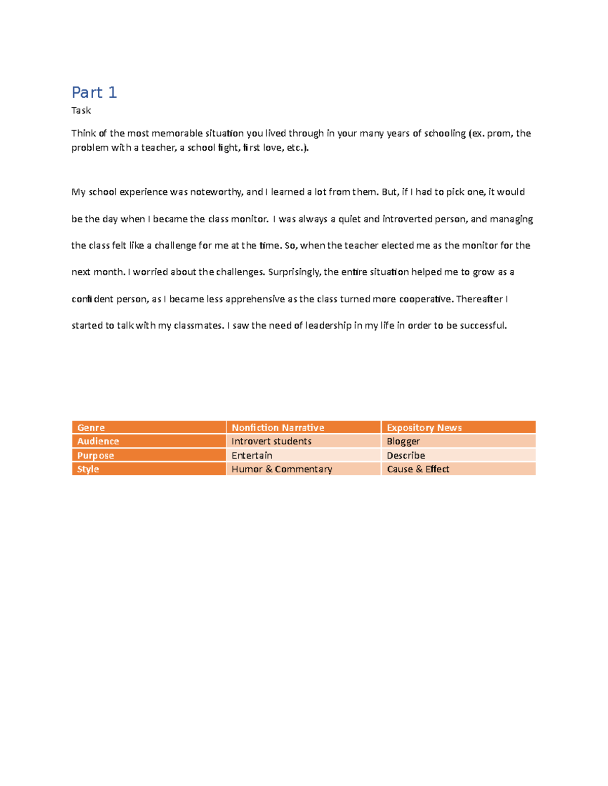 Proposal docx - Transfer assignment part 1 - Part 1 Task Think of the ...