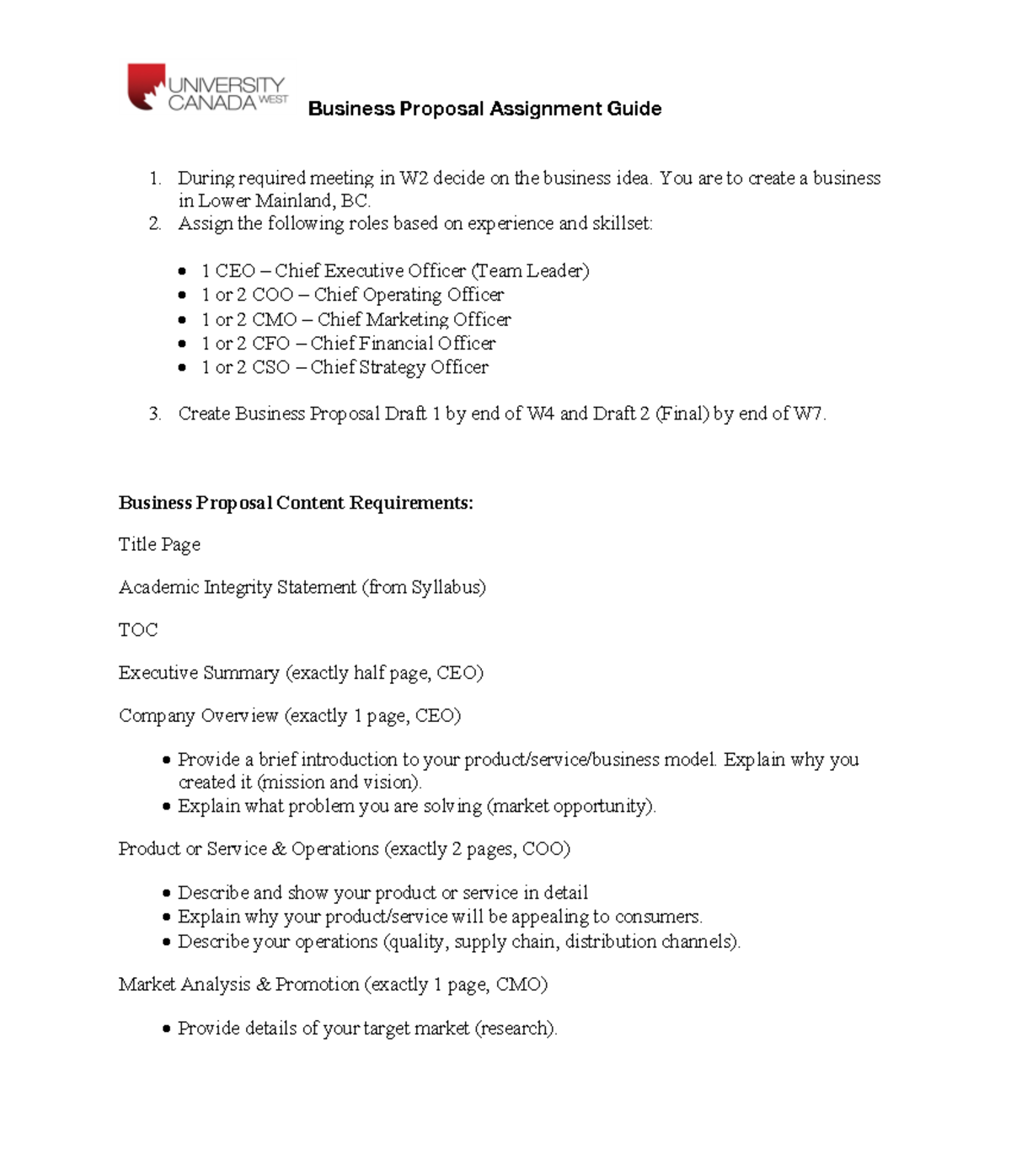 business proposal for assignment