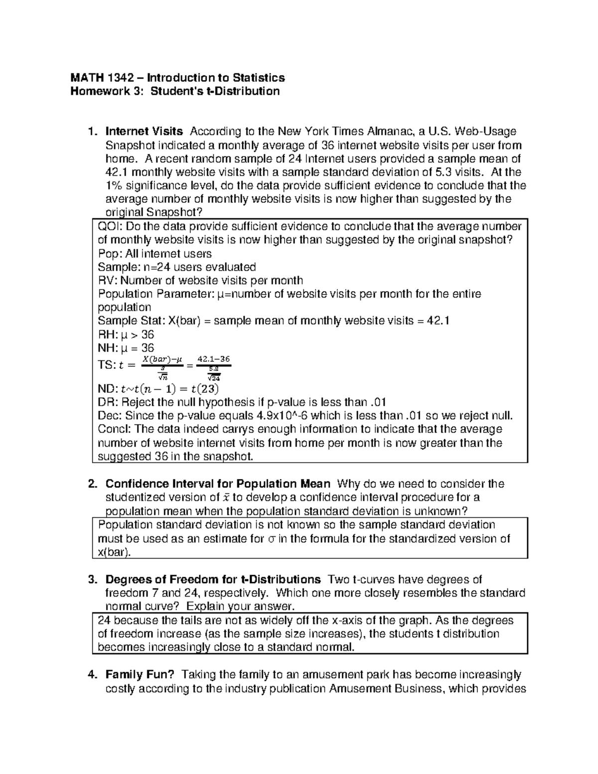 MATH 1342 - HW 3 - professor Henderson - MTH 220 - SFA - Studocu