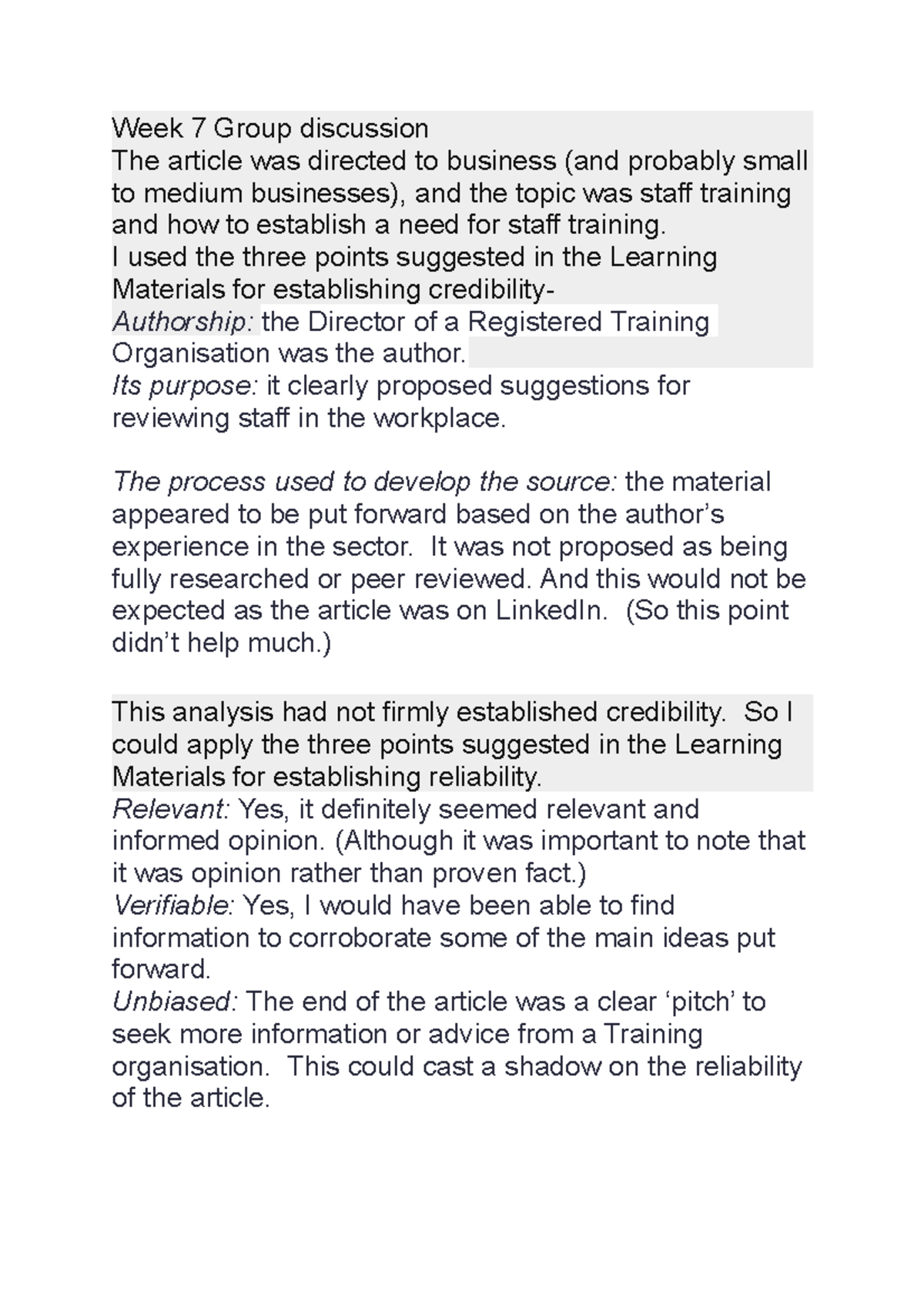 Week 7 Group discussion - Learning and Communicating Online - Week 7 ...