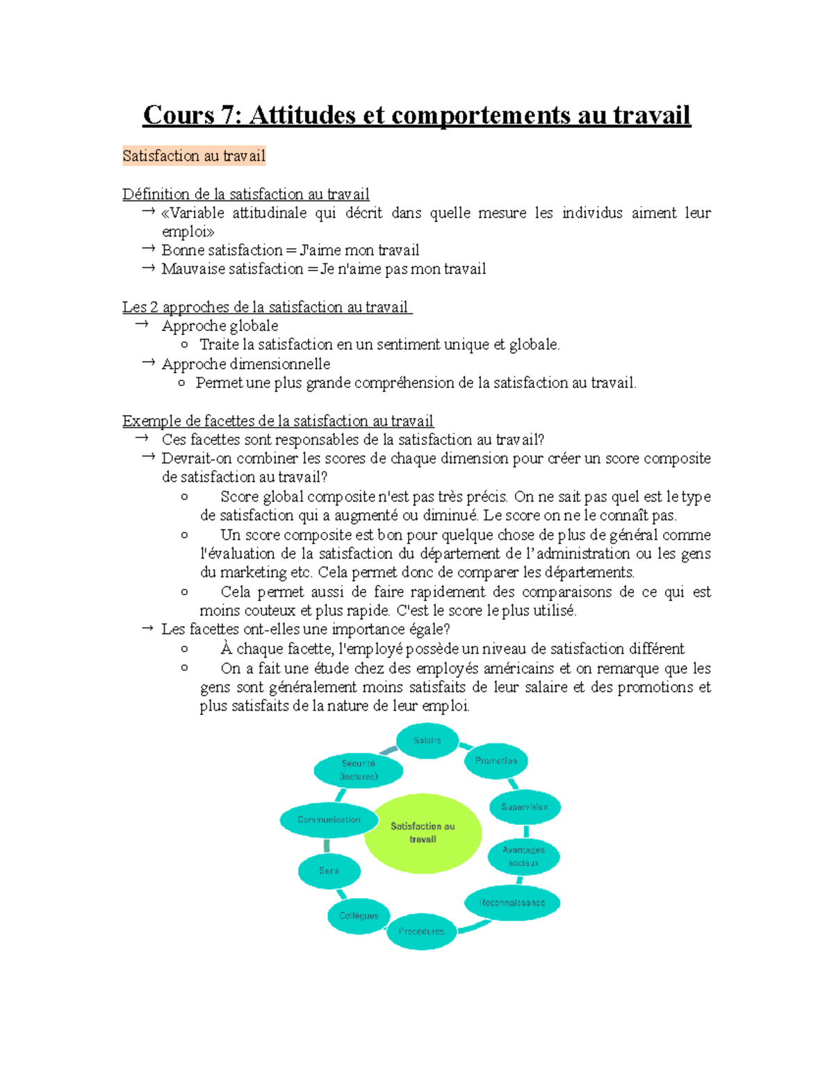 Cours 7 - Révision - Cours 7: Attitudes Et Comportements Au Travail ...