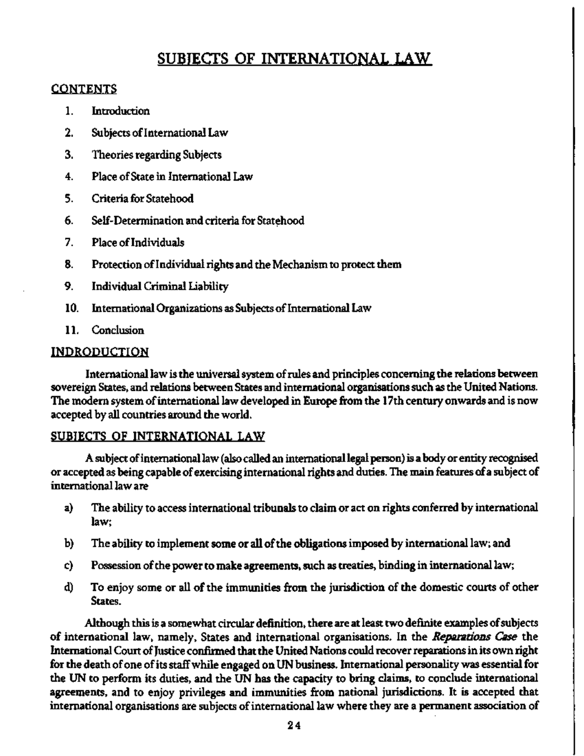 Subjects of International Law - Public International Law - Studocu