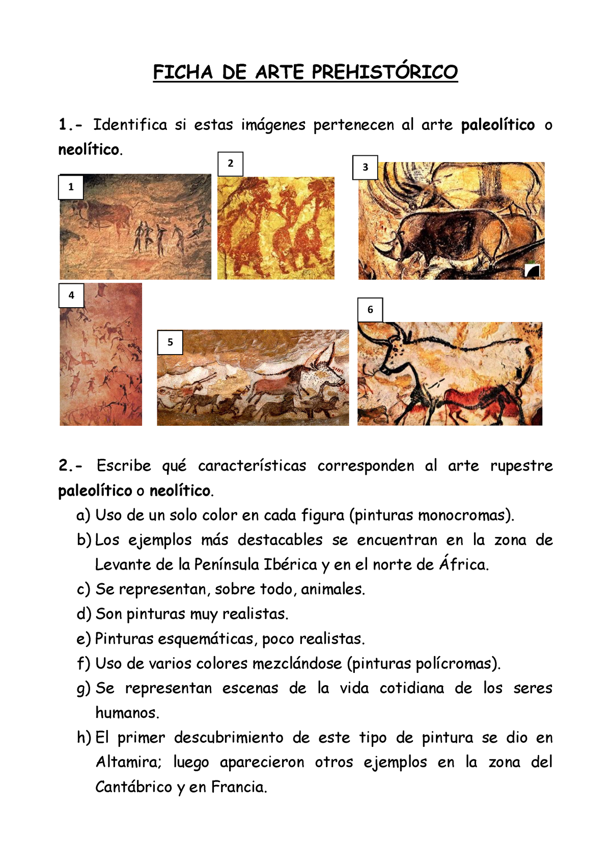 Ficha De Arte Prehist Rico Adaptacion Ficha De Arte Prehistrico Identifica Si Estas Im