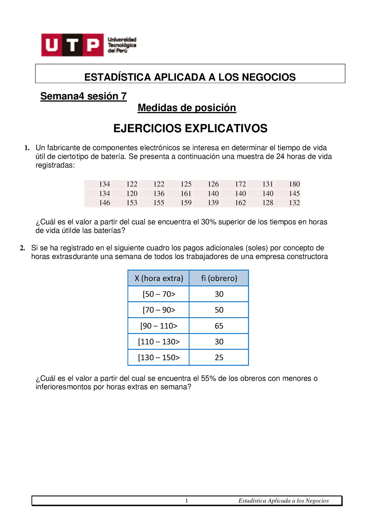 S S Ejercicios De Medidas De Posici N Estad Stica Aplicada A