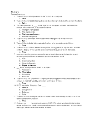 Computer Concepts - Module 1 Review Questions Answers + Key Terms ...