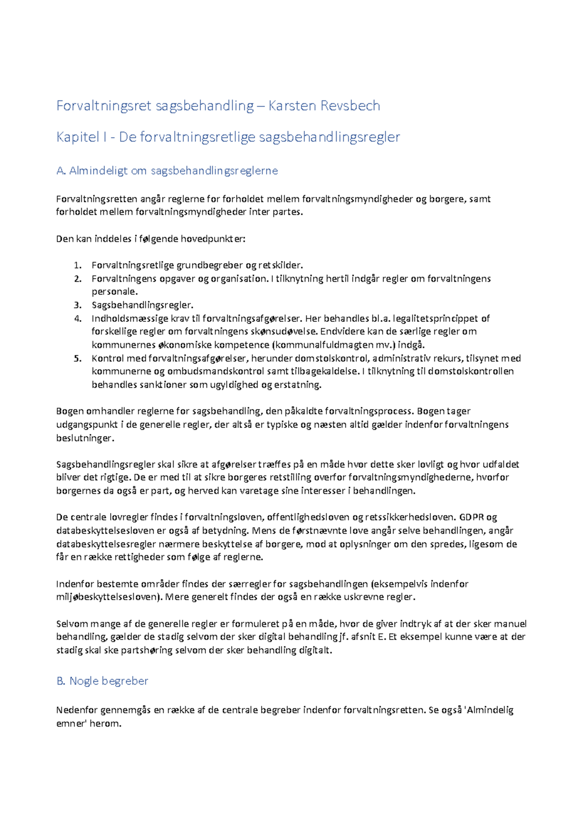 Noter Til Forvaltningsret Sagsbehandling – Karsten Revsbech ...