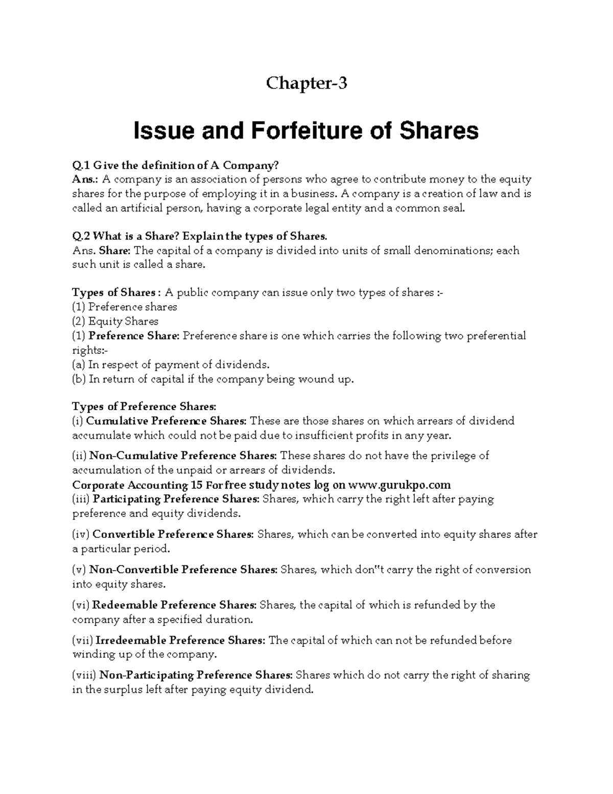 Chapter 3 Issue And Forfeiture Of Shares - Chapter- Issue And ...