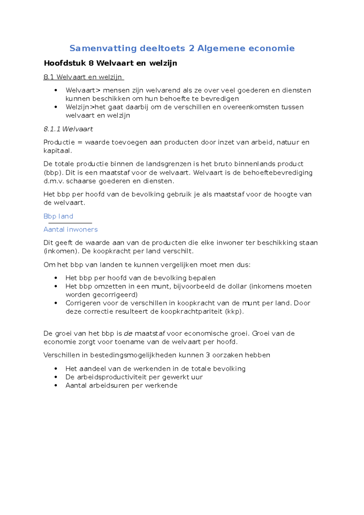 Samenvatting Deeltoets 2 Algemene Economie - Samenvatting Deeltoets 2 ...