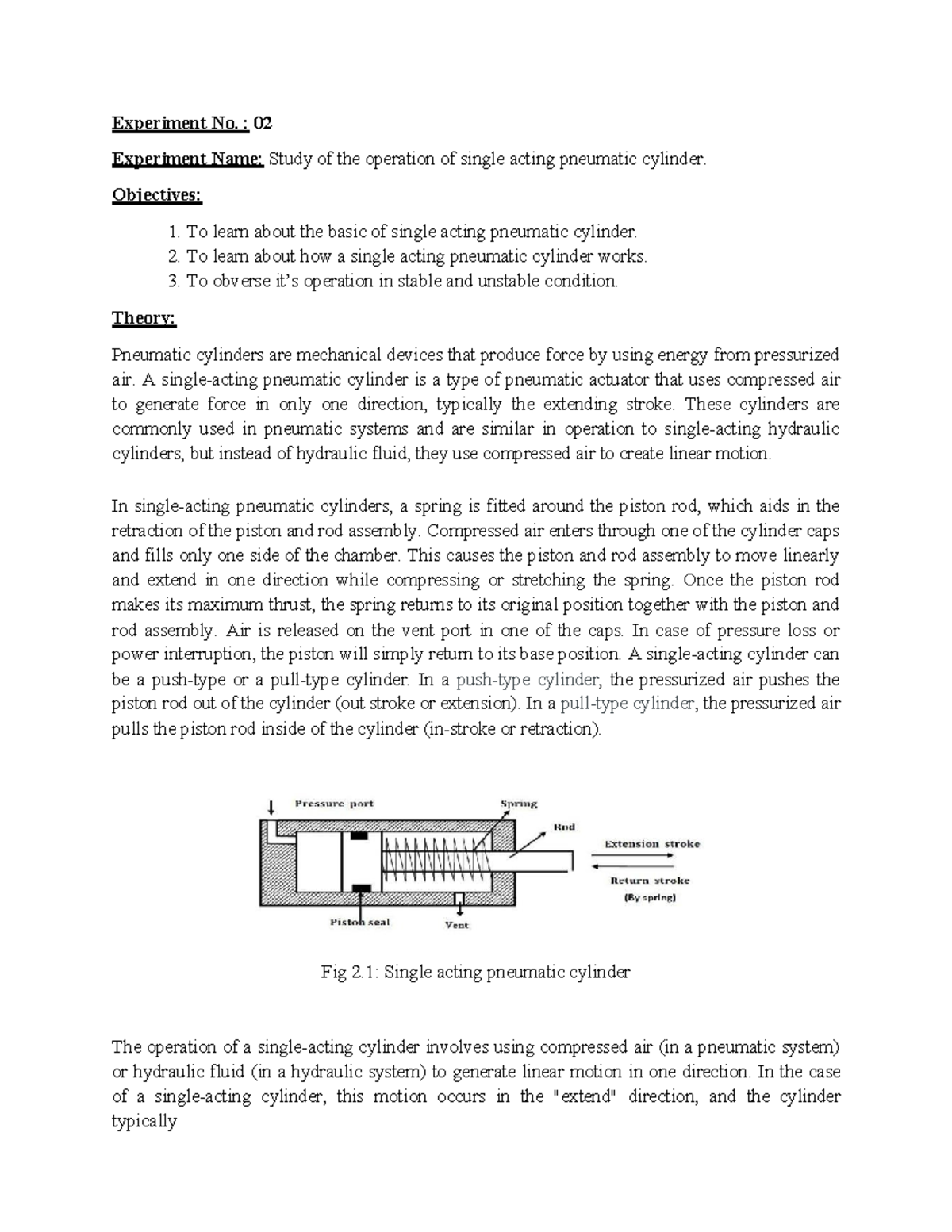 MTE 3206 ex2 merged 1 Hydraulic and pneumatic systems Experiment