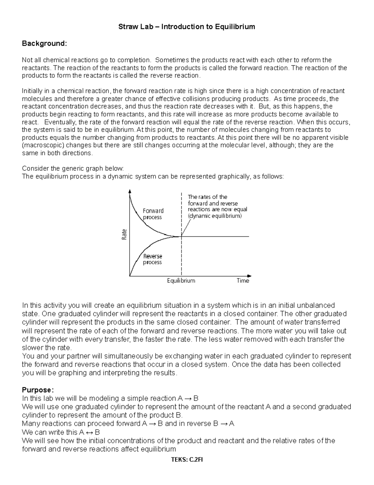 Straw lab chemistry lab Straw Lab Introduction to Equilibrium