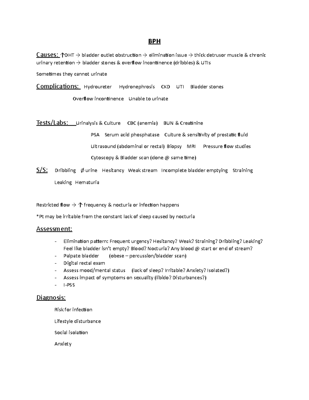 Conquer Your Hesi: Benign Prostatic Hyperplasia Case Study Guide - 0c7mj4u