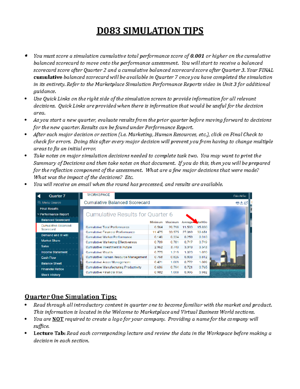 Student Simulation Tips - D083 SIMULATION TIPS You must score a ...