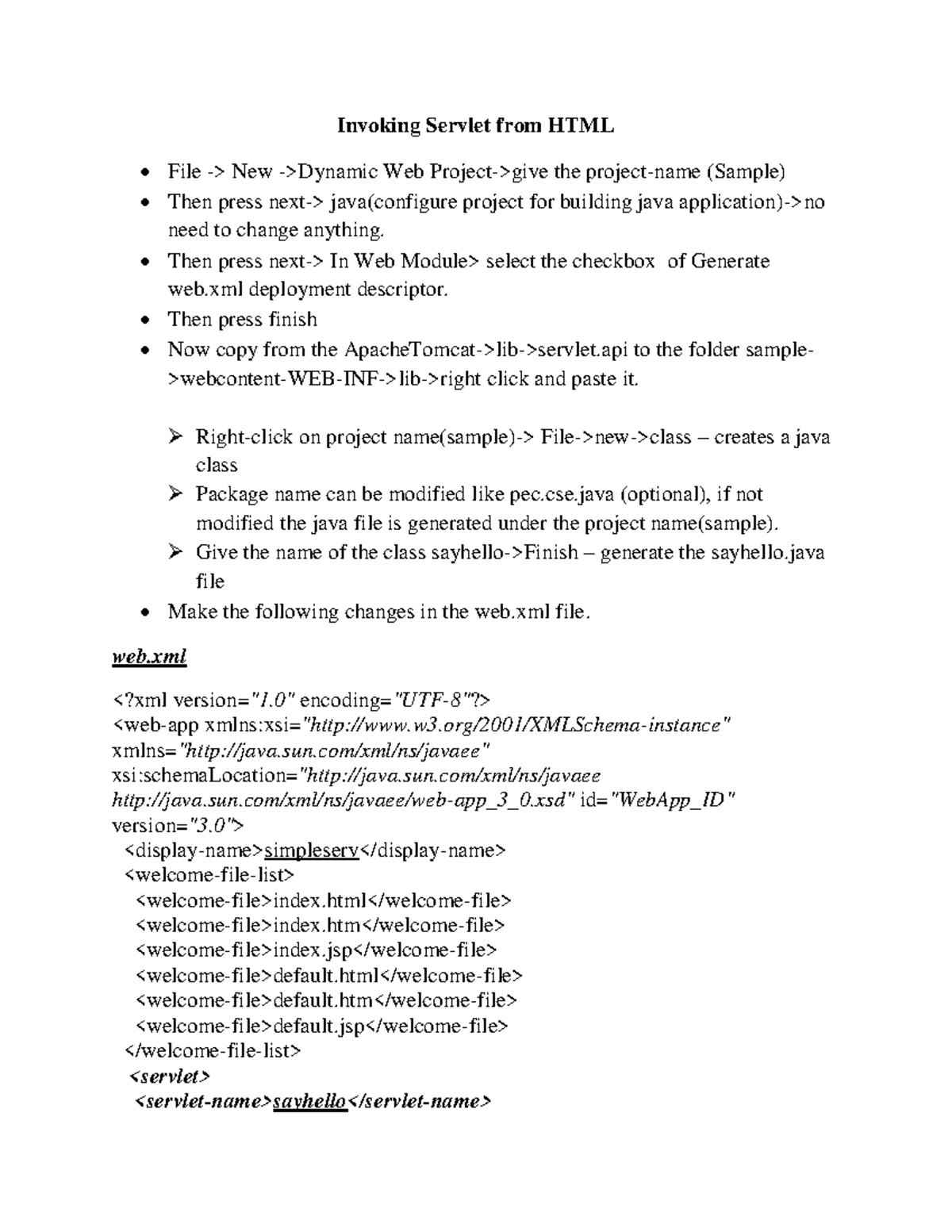 Steps To Invoke Servlet From HTML Computer Science Engg Studocu