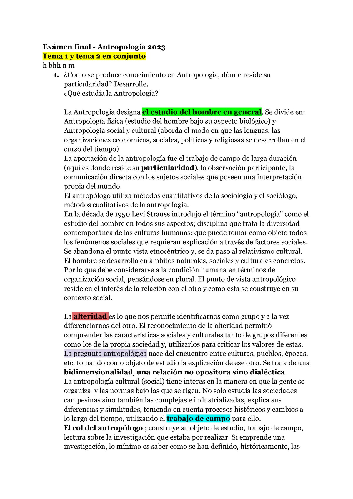 Final Antro - Mmmmmmmmmm - Exámen Final - Antropología 2023 Tema 1 Y ...