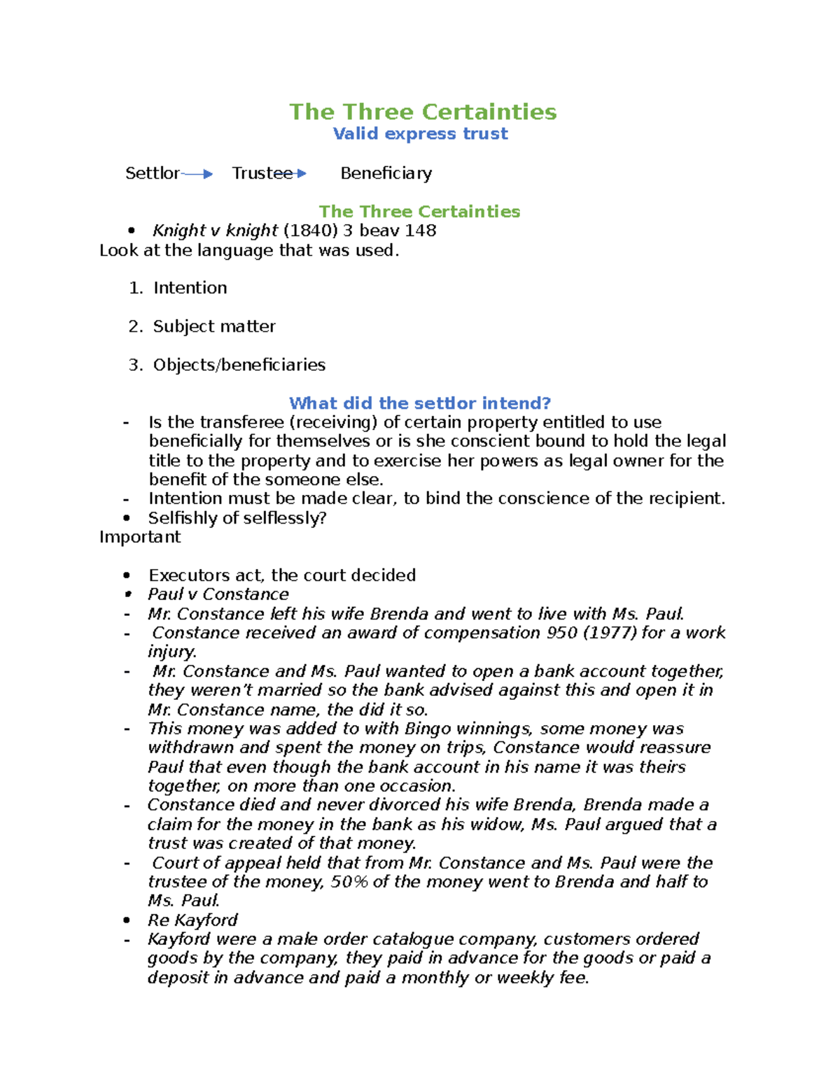 The Three Certainties lecture notes - The Three Certainties Valid ...
