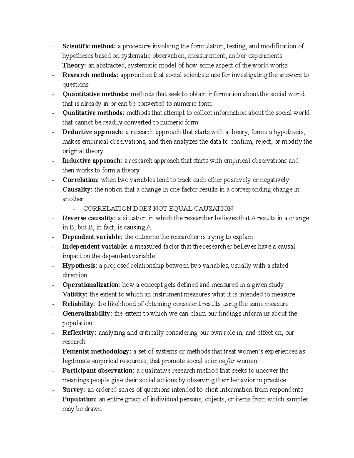 Soc 001 chapter 2 - Scientific method: a procedure involving the ...