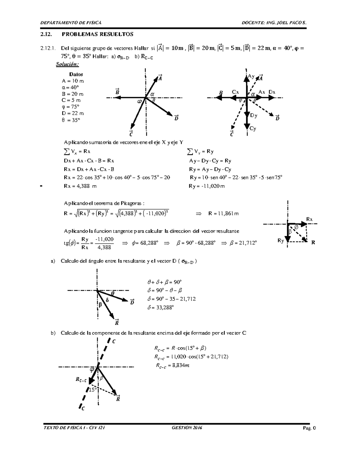 Ejercicios Resueltos Vectores 2016 - 2. PROBLEMAS RESUELTOS 2.12. Del ...