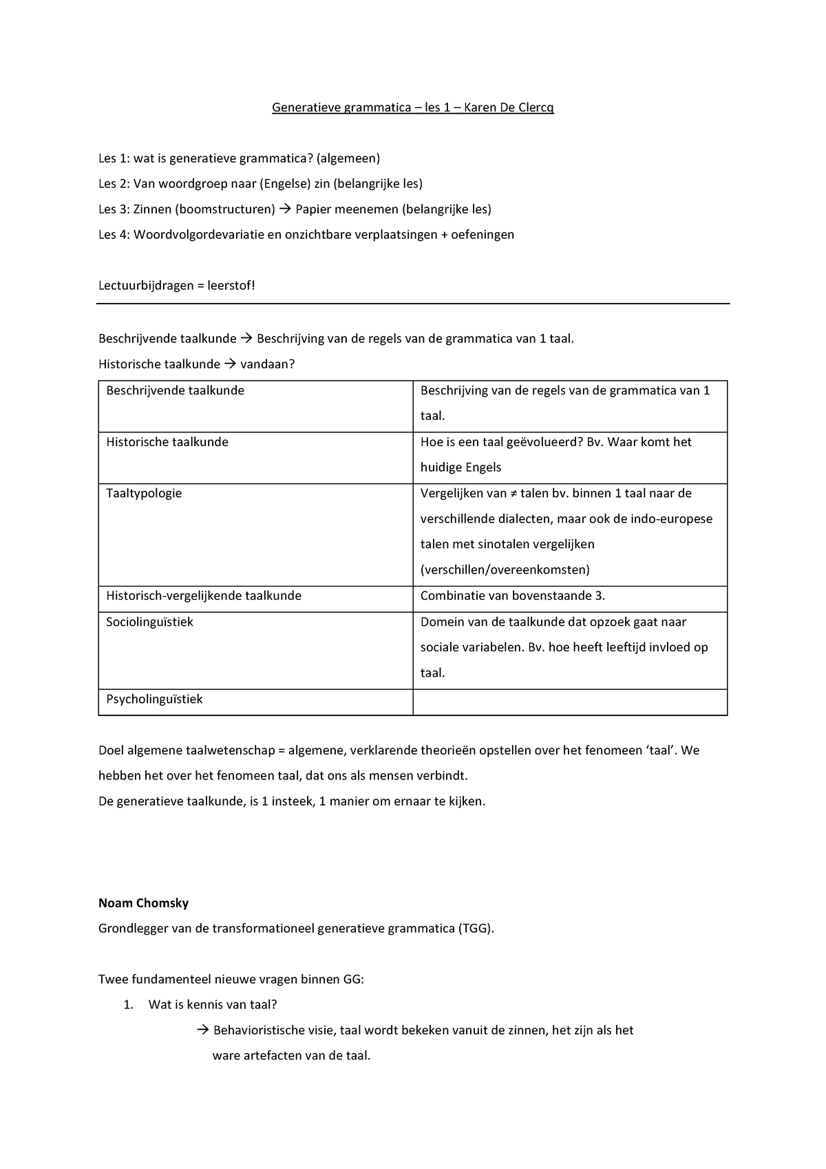 Algemene Taalwetenschap Generatieve Grammatica - Generatieve Grammatica ...