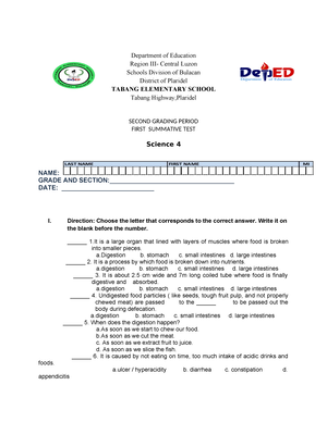 ENG ST3 Q2 - Tutor Material English - ENGLISH 4 3 Rd SUMMATIVE TEST 2 ...