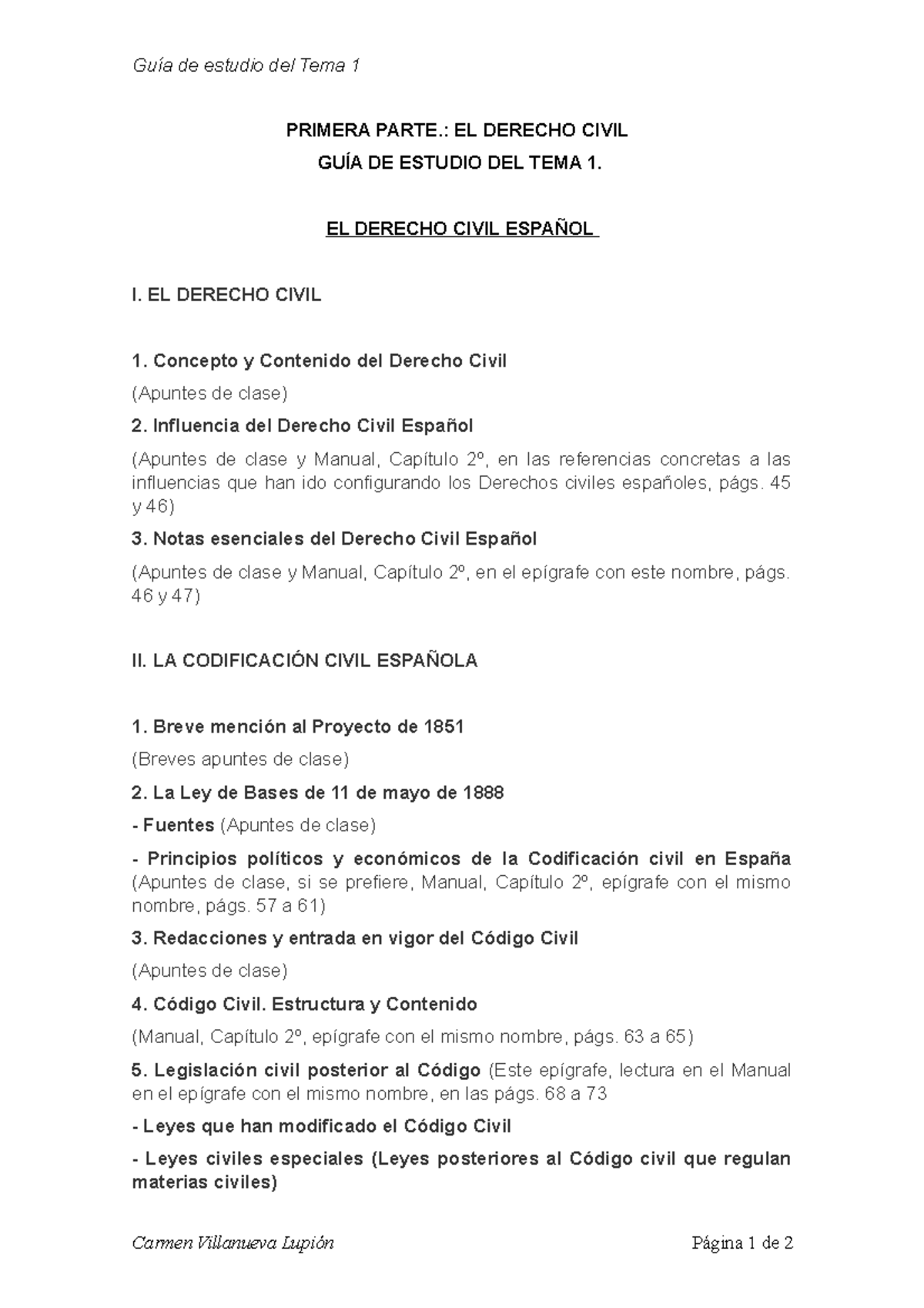 Guia De Estudio Del Tema 1 - : EL DERECHO CIVIL GUÍA DE ESTUDIO DEL ...