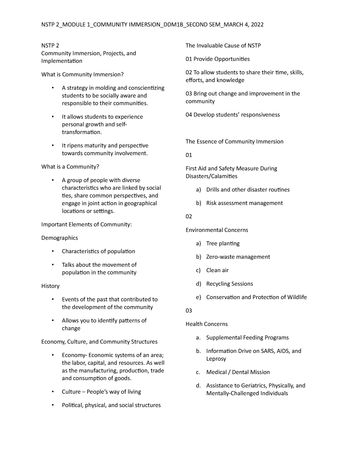 NSTP-2- Module-1 03-04-22 - NSTP 2_MODULE 1_COMMUNITY IMMERSION_DDM1B ...