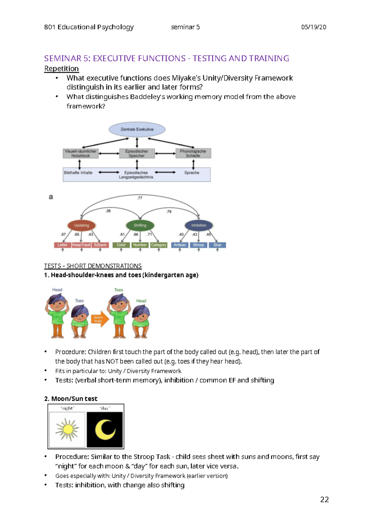 Seminar 5 - Training executive function - SEMINAR 5: EXECUTIVE ...