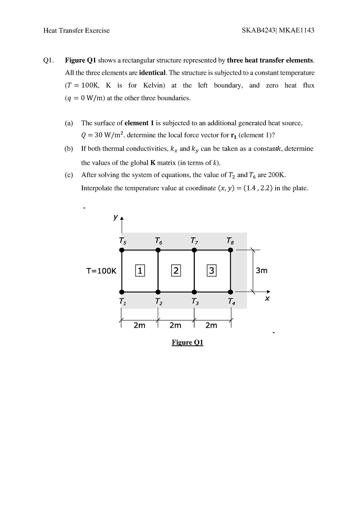 Assignment - Heat Transfer v2 - Heat Transfer Exercise SKAB4243| MKAE11 ...