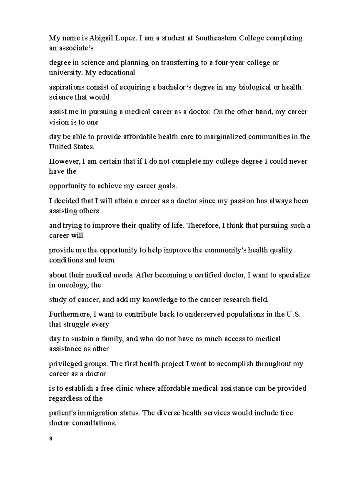 social law with My name is Abigail Lopez. I am a student at