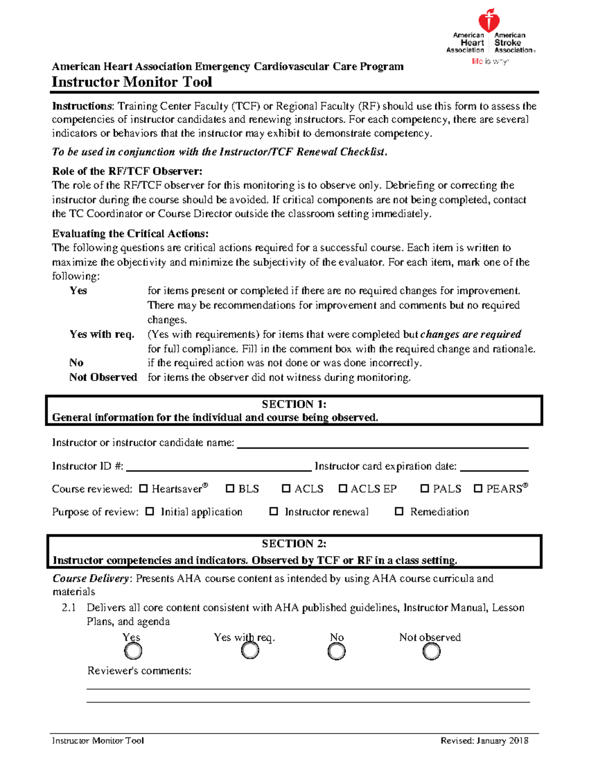 AHA Instructor Monitor Tool - Instructor Monitor Tool Instructions ...