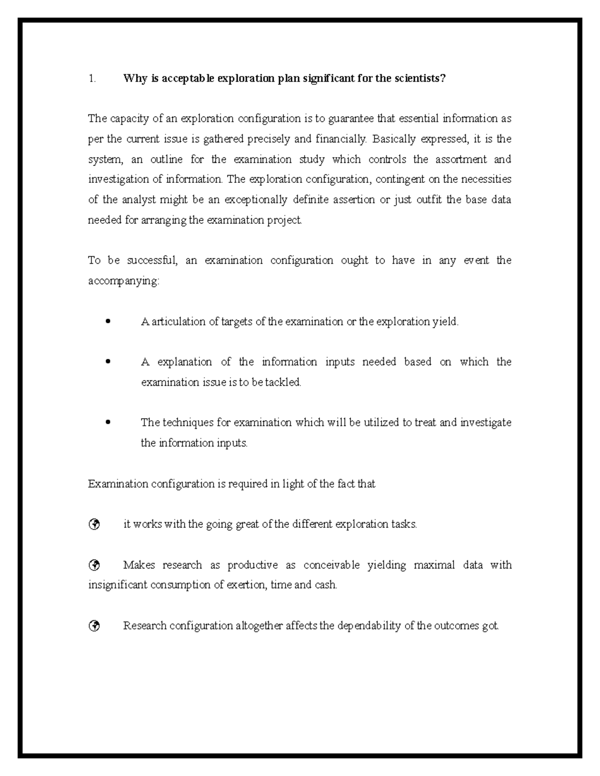 Good research design - Lecture notes 1 - Why is acceptable exploration ...