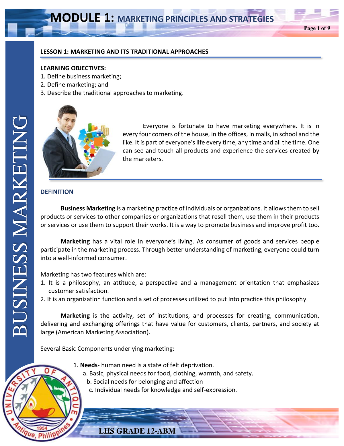 Module 1 - LECTURE NOTES IN BUSINESS MARKETING FOR SENIOR HIGH SCHOOL ...