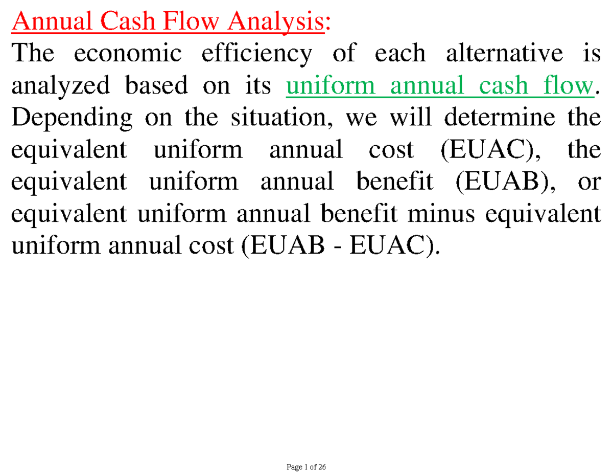 2 5 1 Chapter 6 Cash Flow Analysis Annual Cash Flow Analysis The