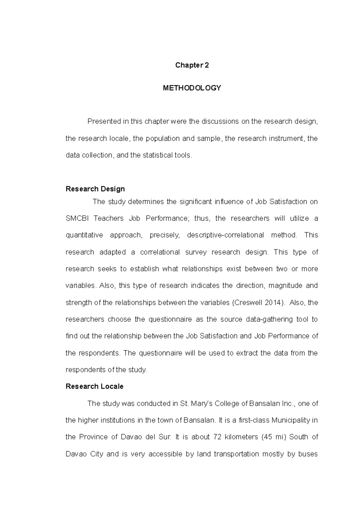 sample research methodology chapter quantitative research