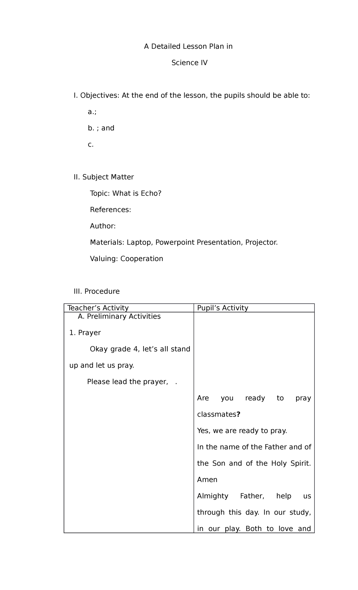 A Detailed Lesson Plan in Math 4 - A Detailed Lesson Plan in Science IV ...