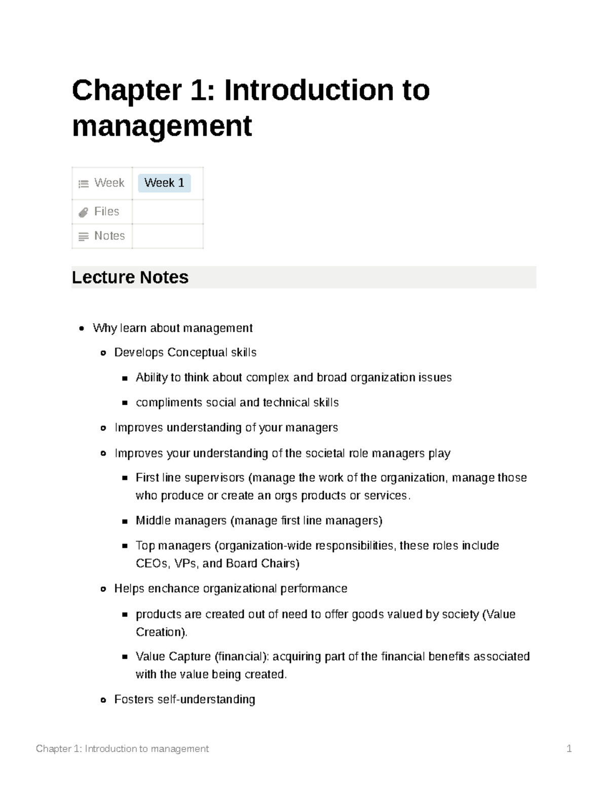 Chapter 1 Introduction to management - Chapter 1: Introduction to ...