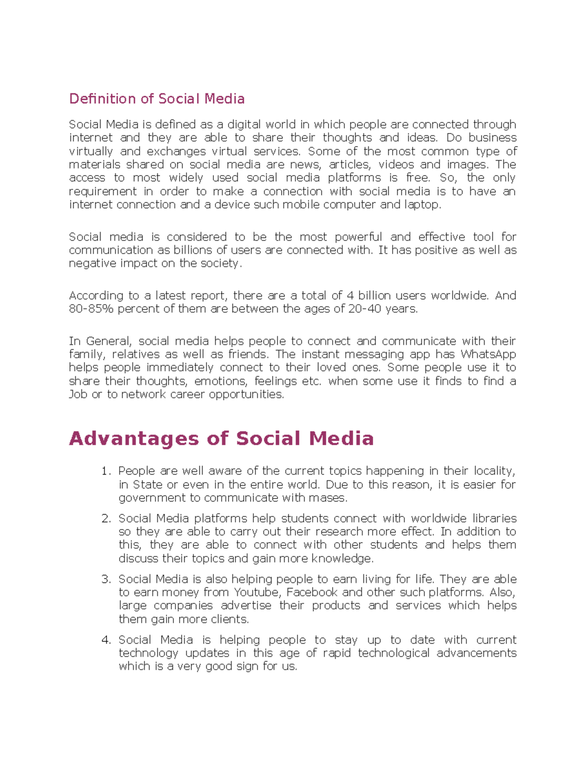 Definition of Social Media - Definition of Social Media Social Media is  defined as a digital world - Studocu