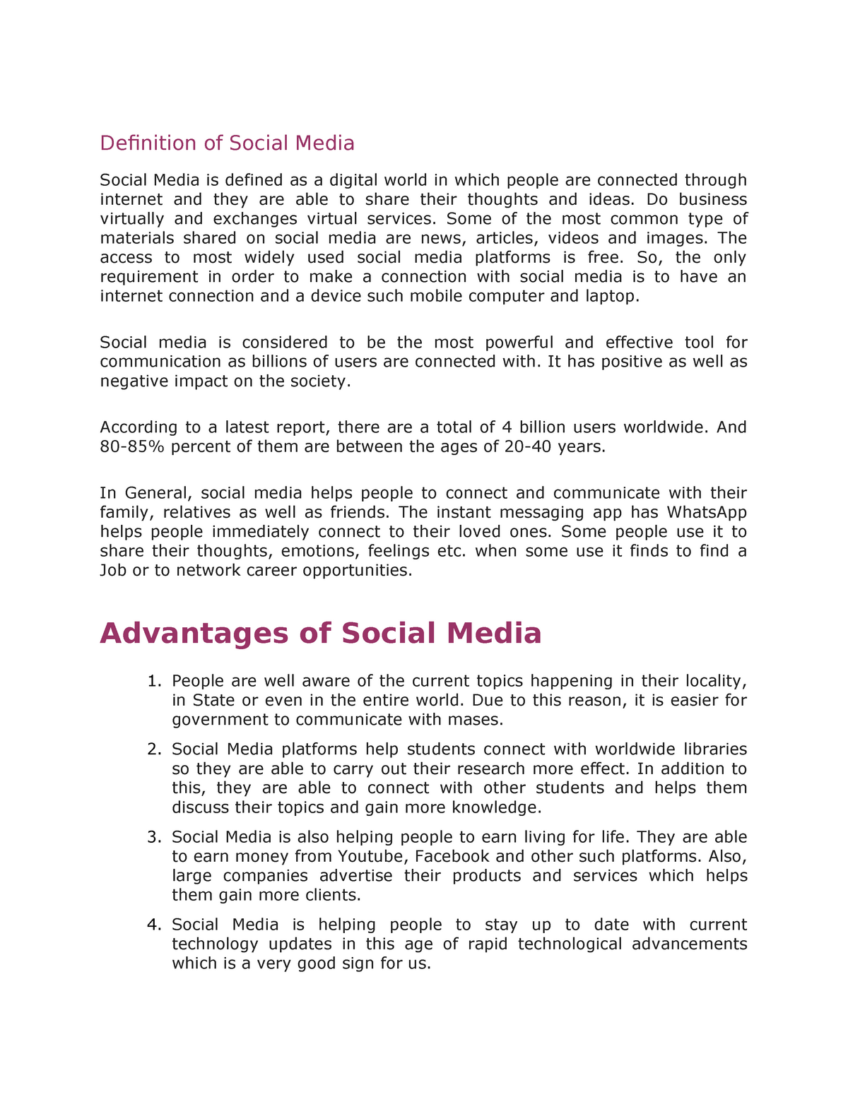 Definition Of Social Media Punjab University StuDocu