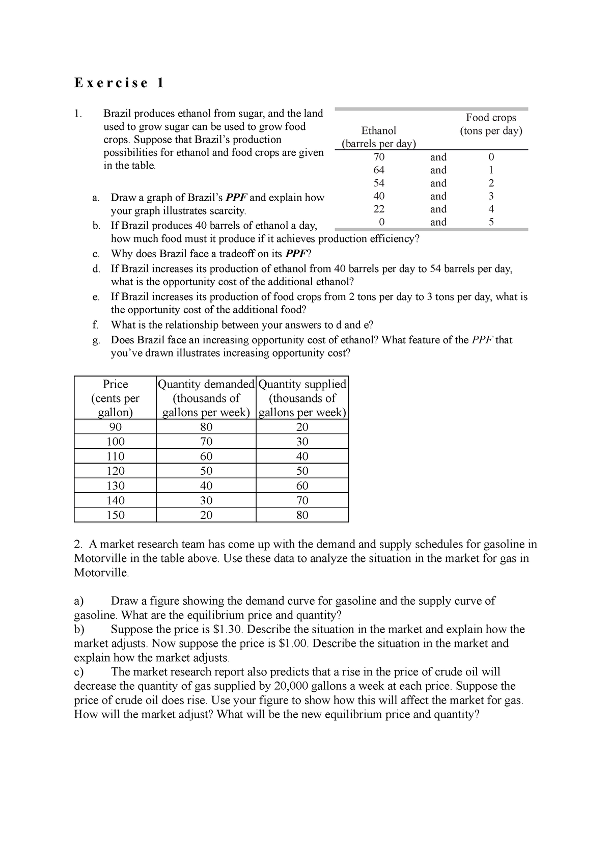 Exercise 1 - Economy - E X E R C I S E 1 Brazil Produces Ethanol From 