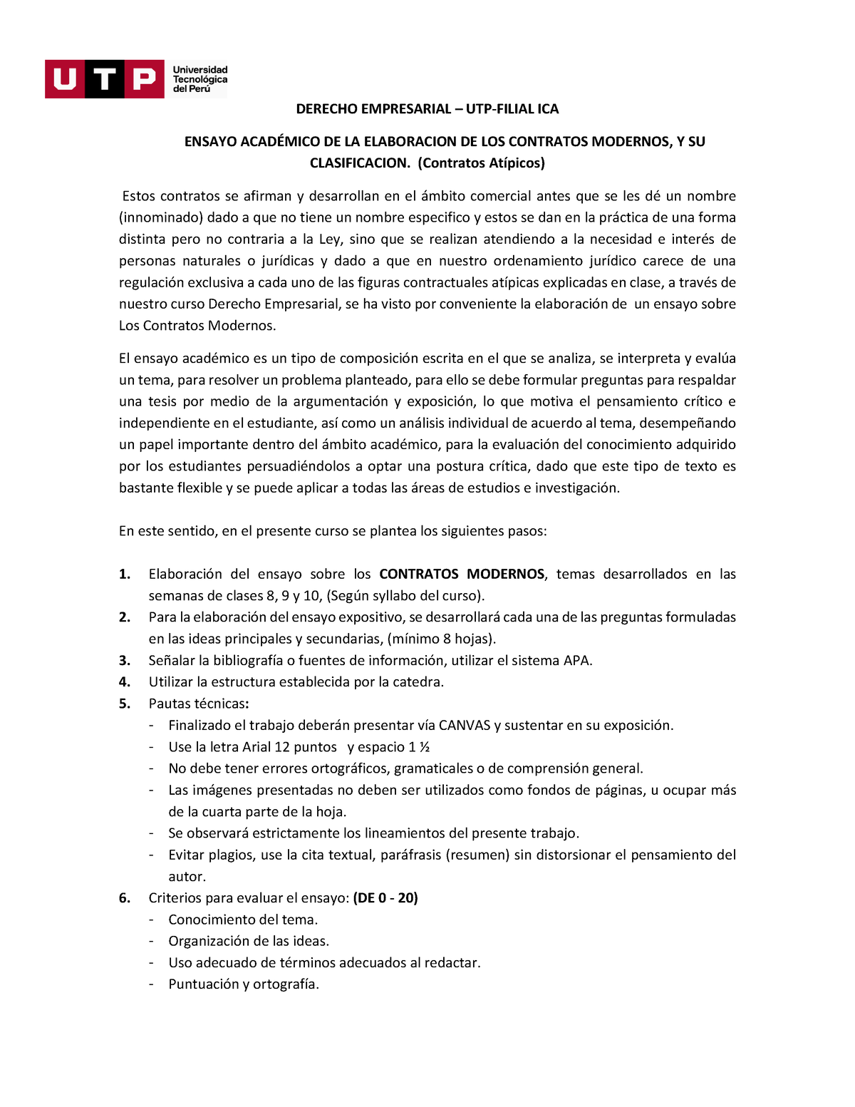 Ta Tarea Academica Ensayo De Elaboraci N De Contratos Modernos Derecho Empresarial