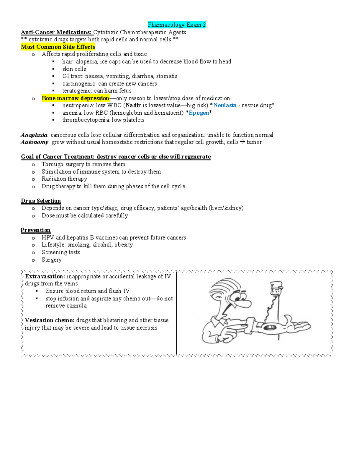 Pharmacology Two Exam Two Study Guide - Pharmacology Exam 2 Anti-Cancer ...