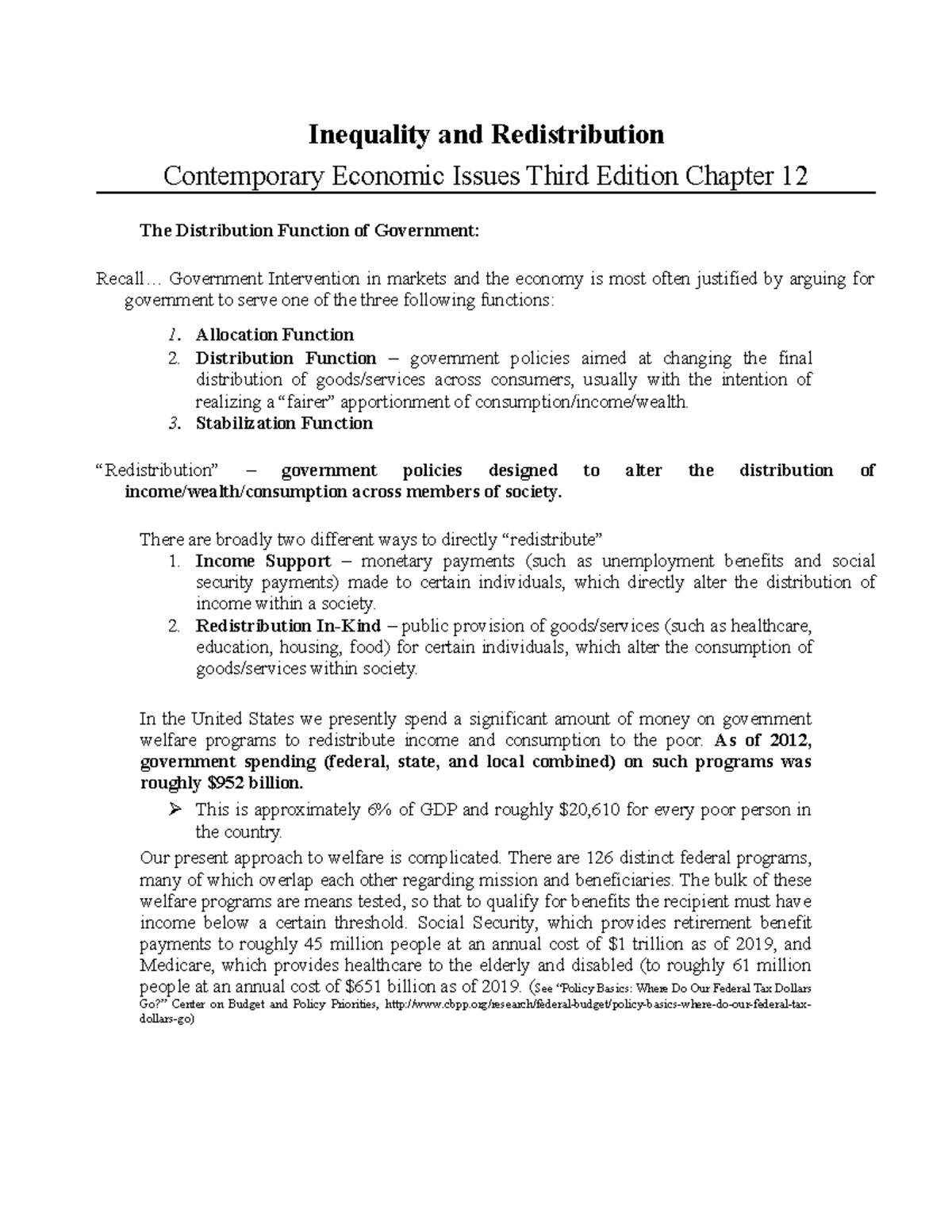 Distribution function notes - Inequality and Redistribution ...