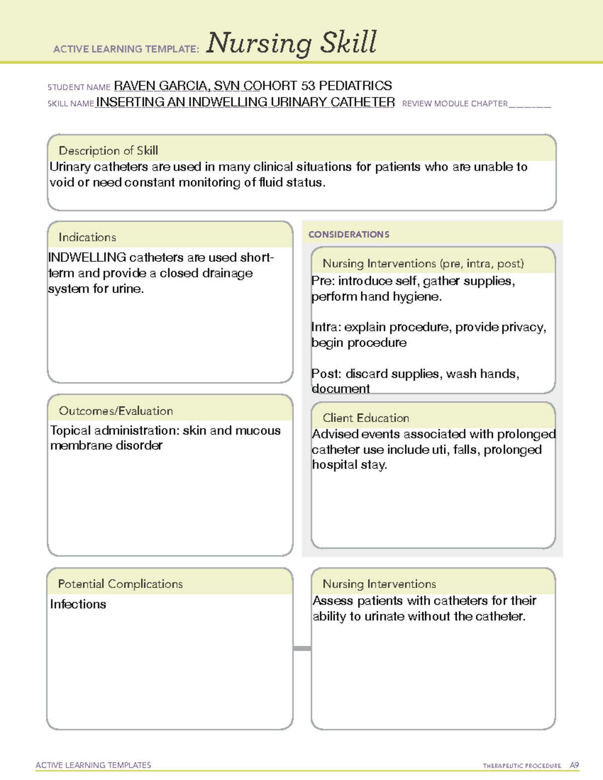 Report 9 20 - notes - ACTIVE LEARNING TEMPLATES THERAPEUTIC PROCEDURE A ...