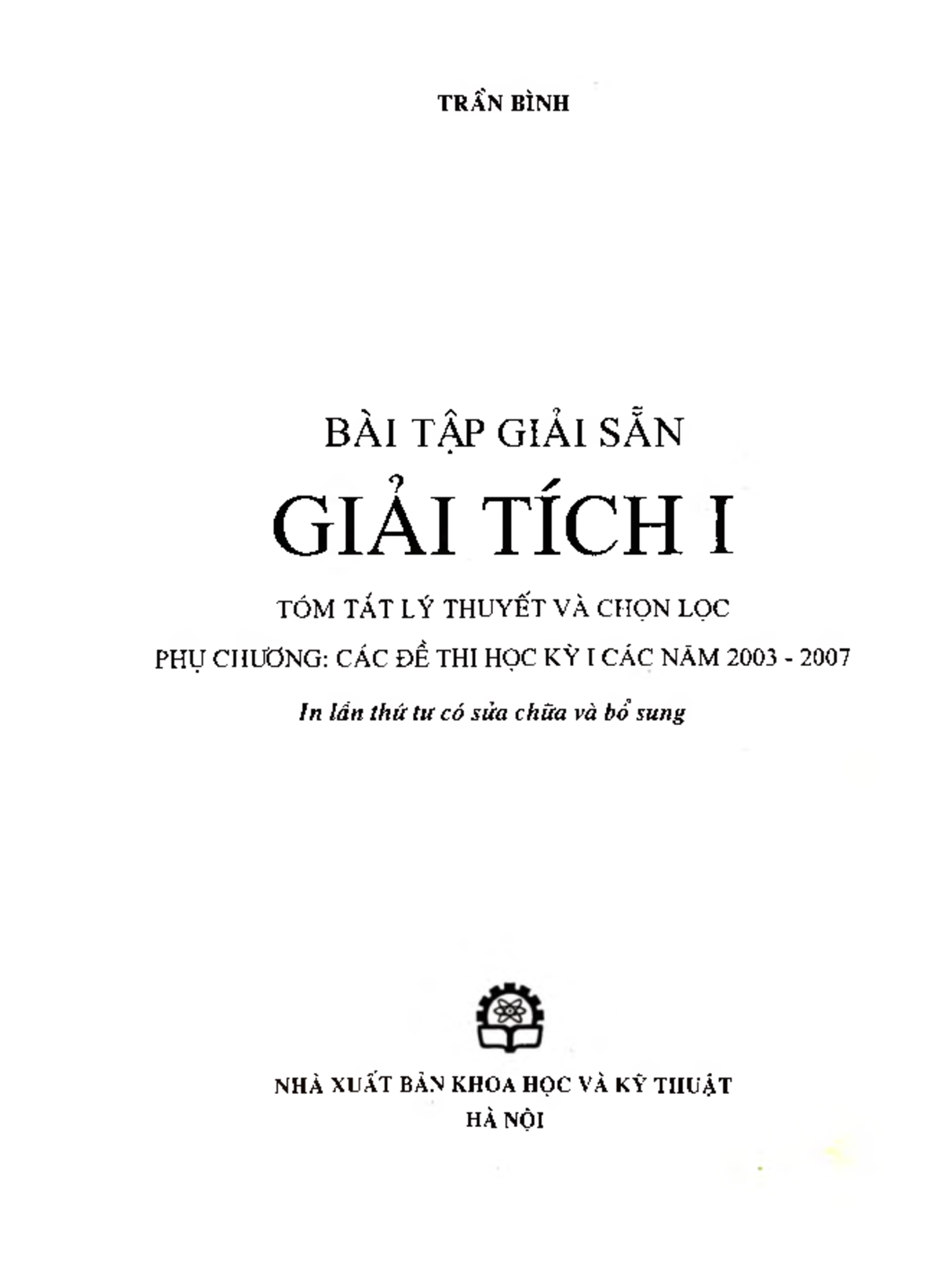 Bai Tap Giai S N Giai Tich 1 1 4714 - TRẨN BÌNH BÀI TẬP GIẢI SẴN GIẢI ...