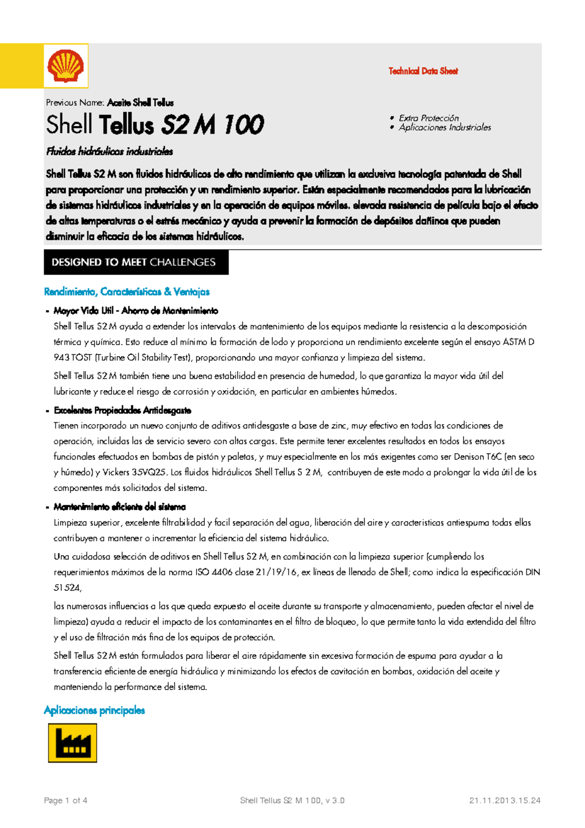 Shell Tellus S2 M100 - Nota: EXCELLENT - Technical Data Sheet Previous ...