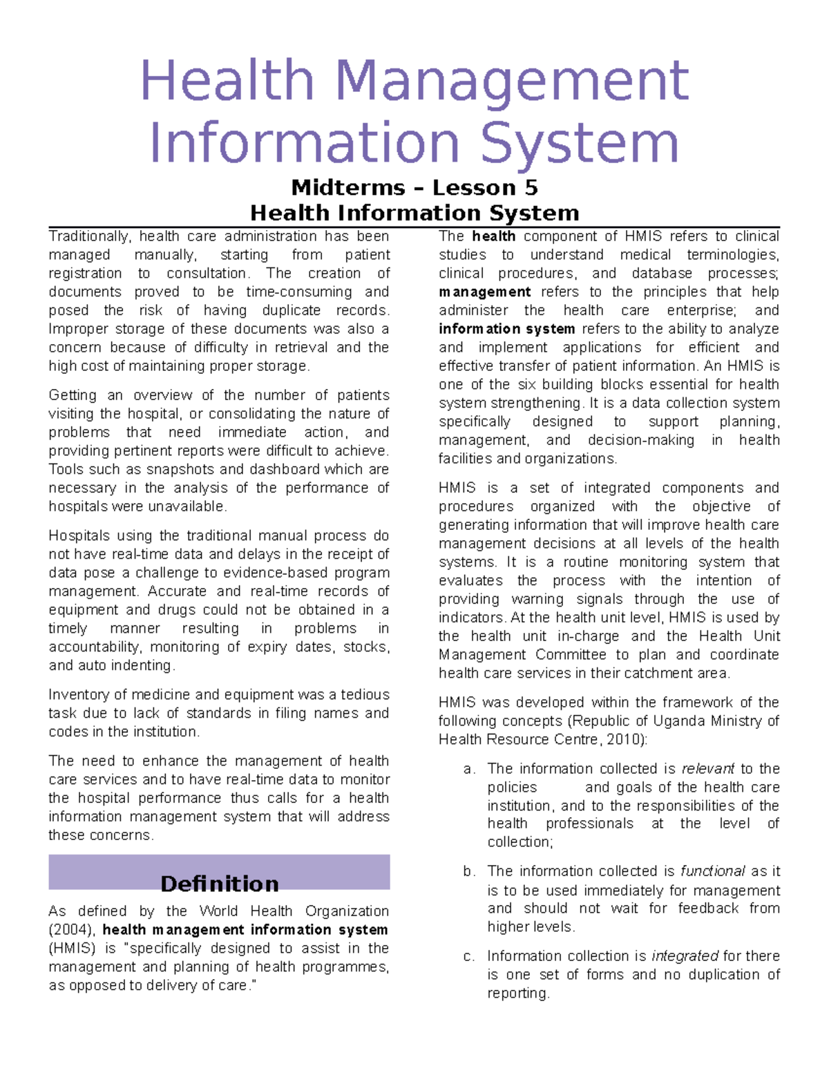 L5 Health Management Information System - Medical technology - UBian ...