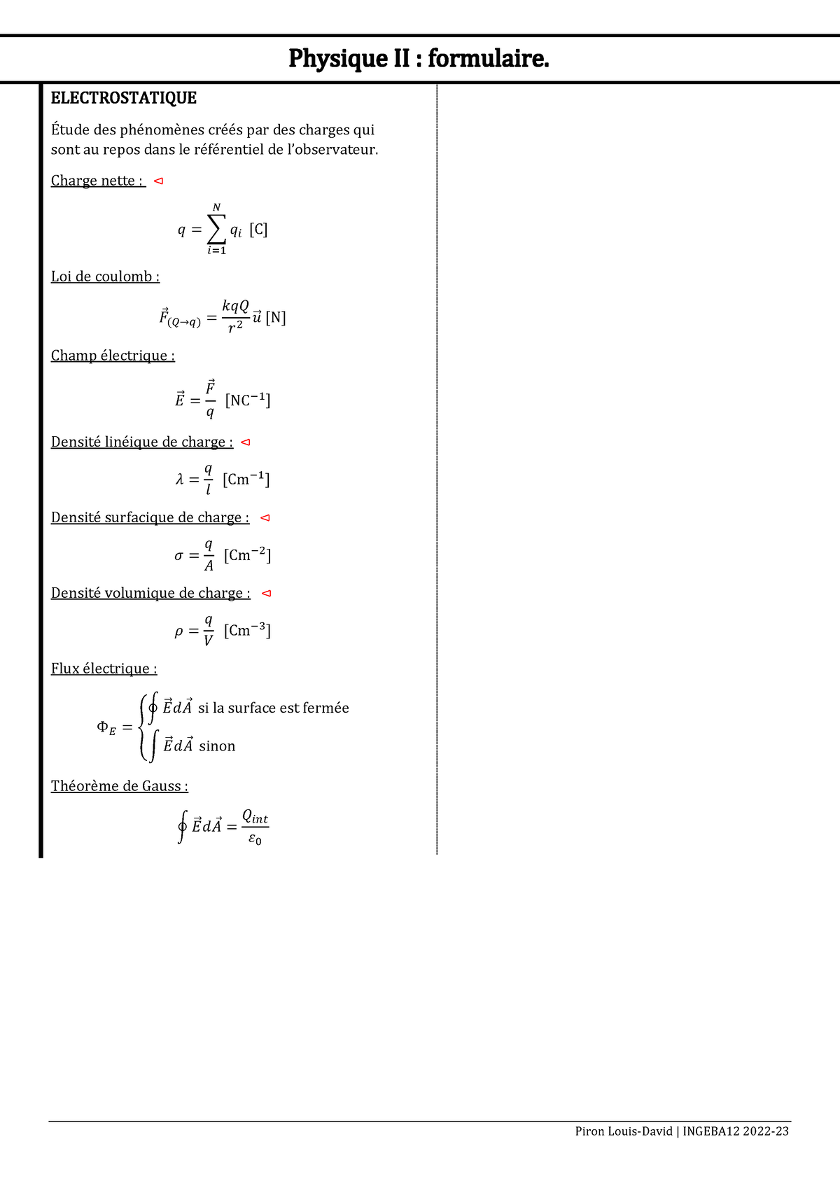 Formulaire Physique - ELECTROSTATIQUE .. des phÈnomËnes crÈÈs par des ...